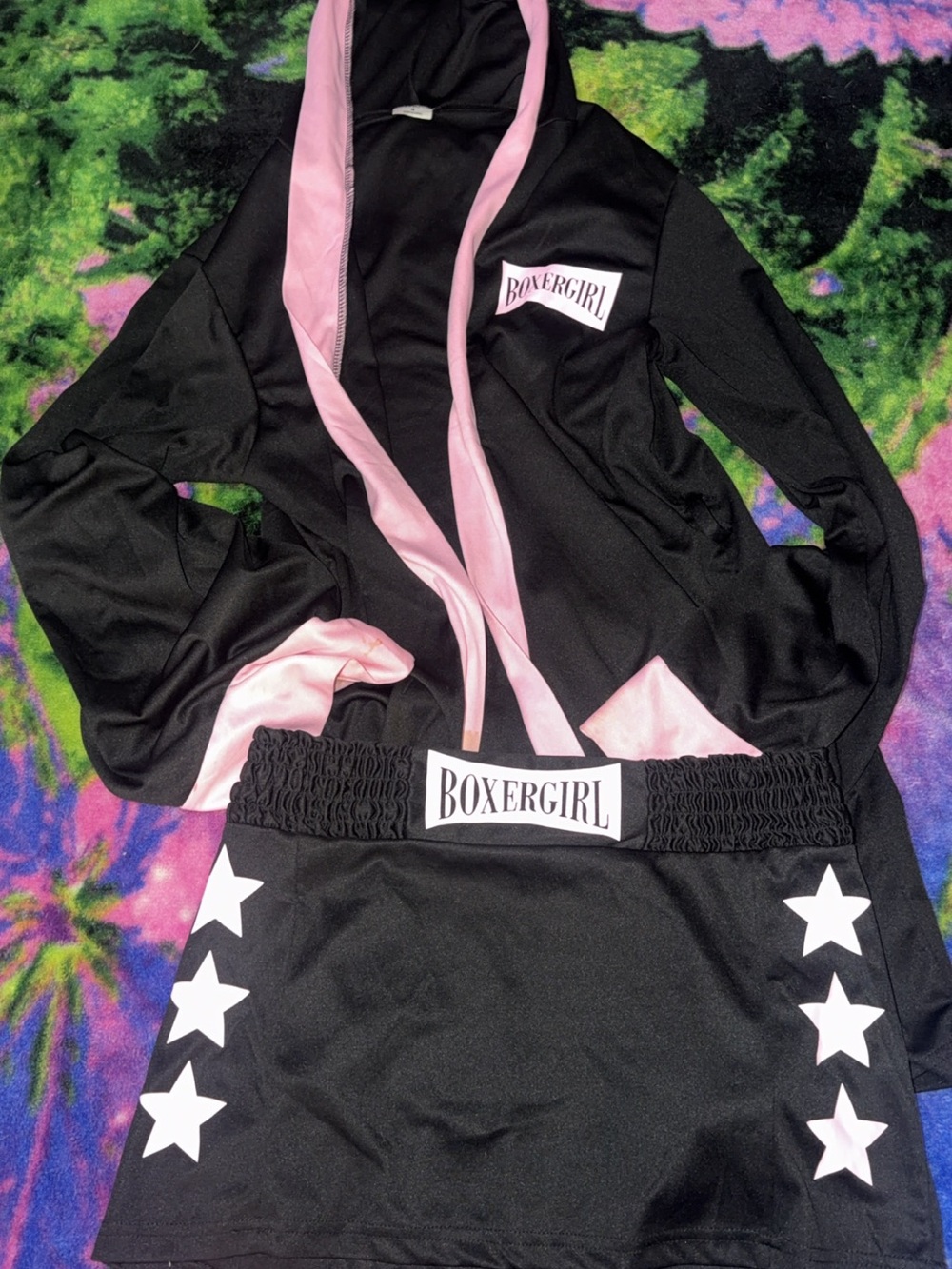 Spirit Black and Pink 'Boxergirl' Hooded Boxing Set